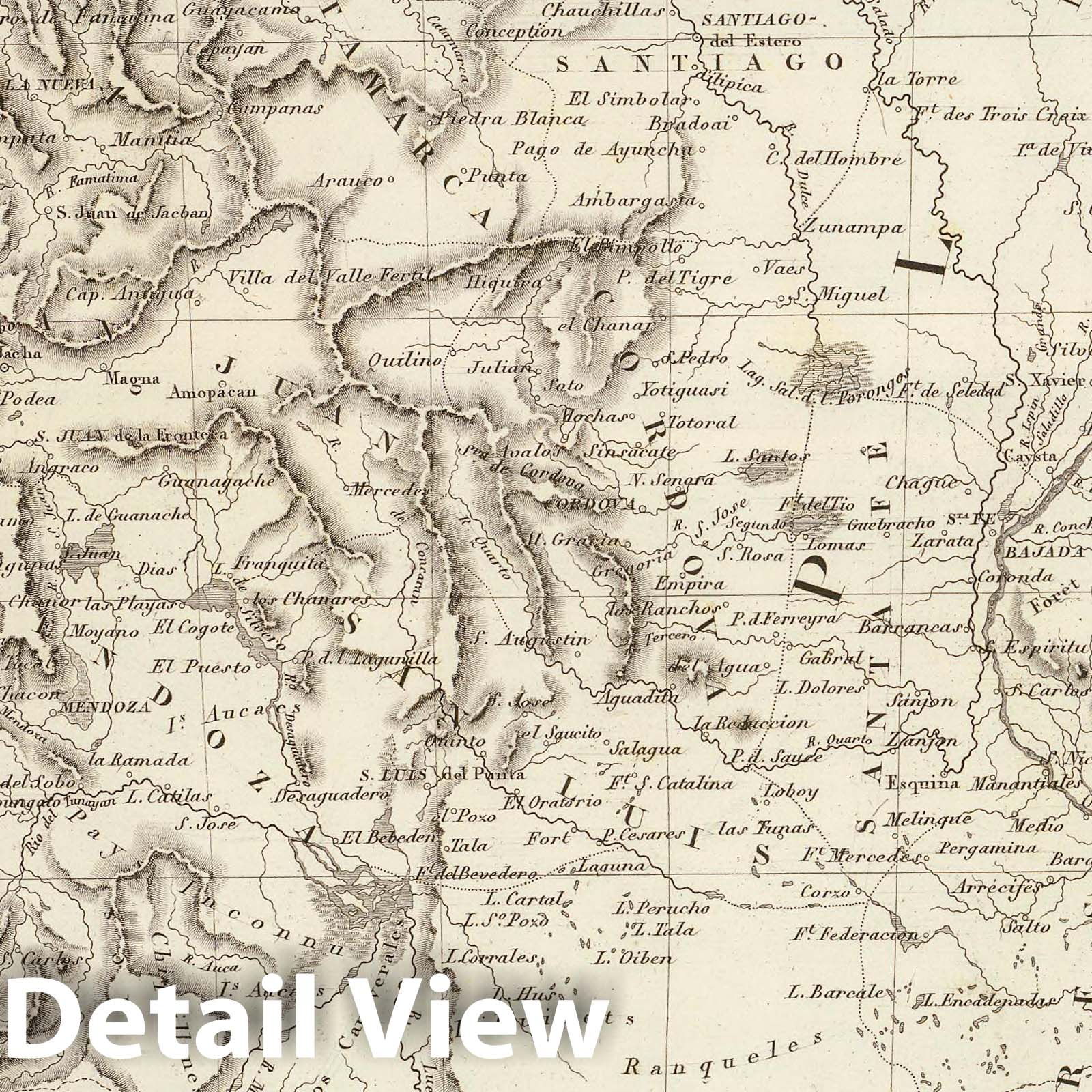 La Plata, Argentina and Chile - River Map, 1837