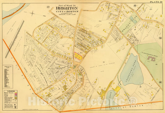 Historic Map : City Atlas - 1899 39. Ward 24 Brighton. - Vintage Wall Art