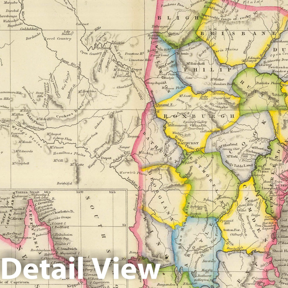 Historic Map : 1844 Colony of New South Wales. - Vintage Wall Art