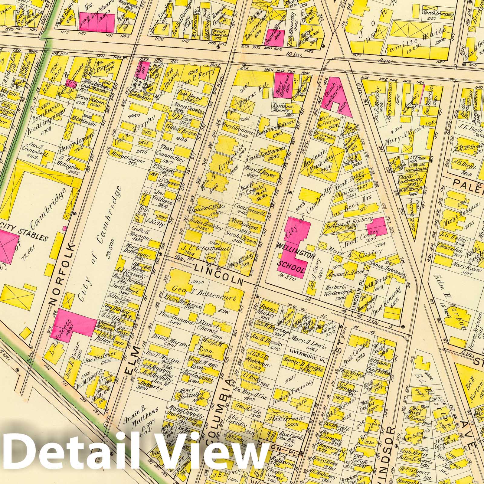 Cambridge, Massachusetts - Wards 3 and 5, 1903 - Historical City Plan Map Print