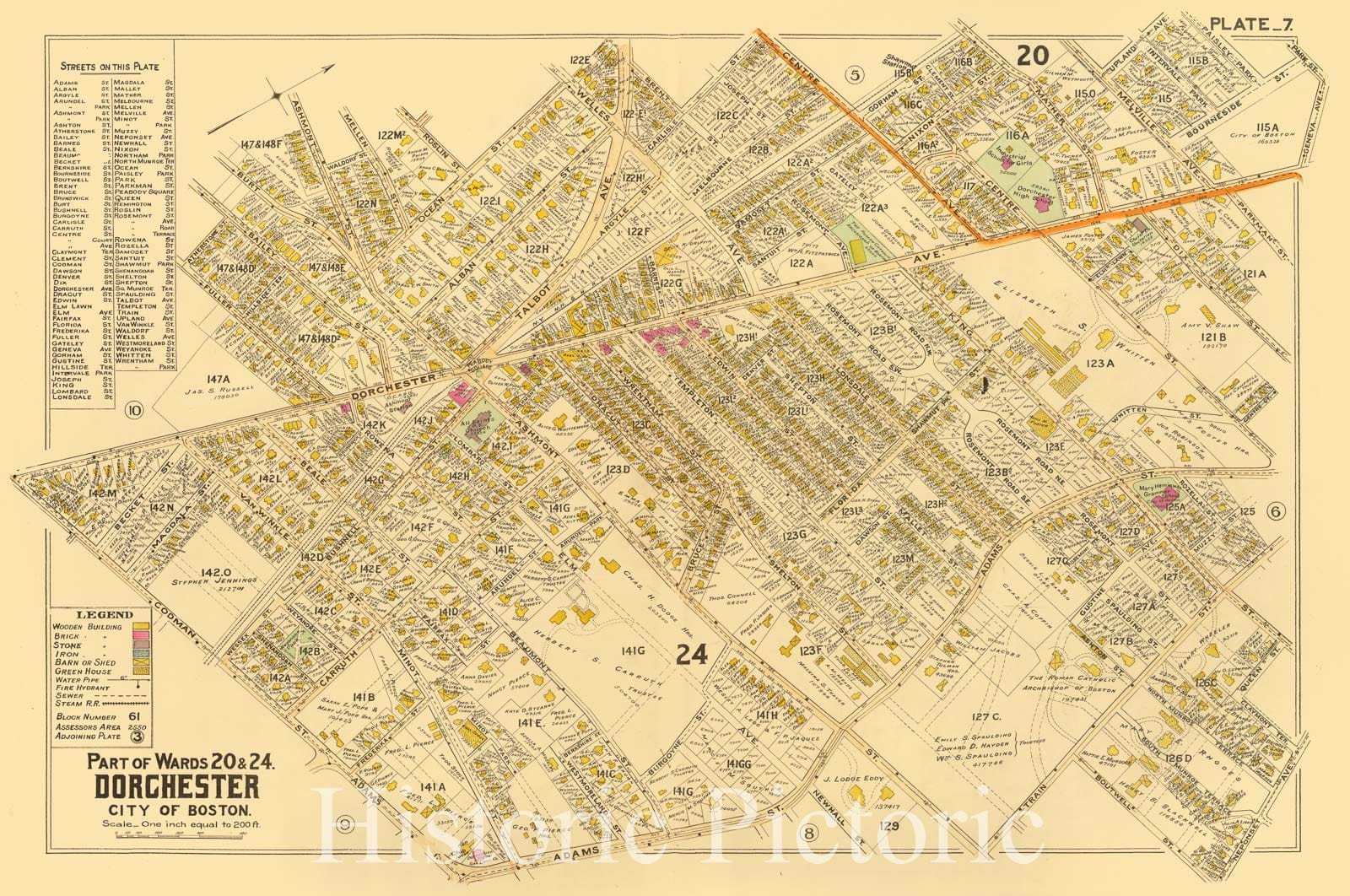 Dorchester, Boston, Massachusetts - Plate No. 7, 1899 - Historical Map Print
