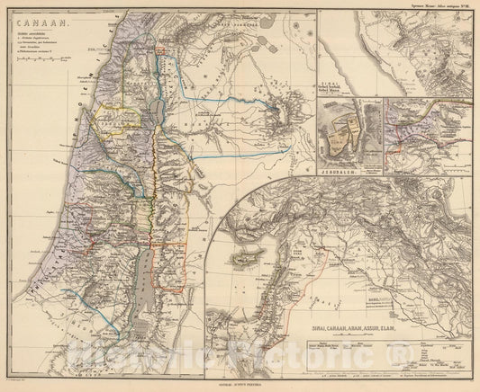 Historic Map : Classical Atlas - 1865 Canaan. - Vintage Wall Art