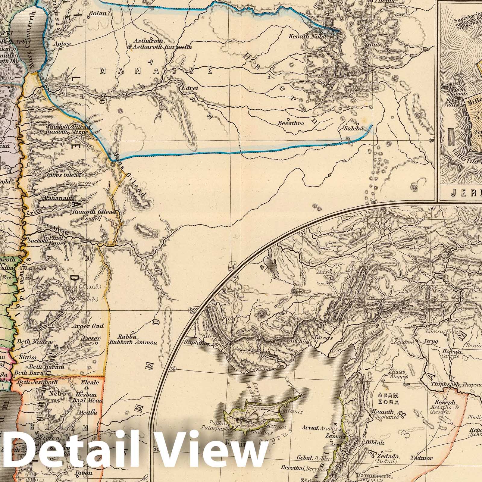 Canaan, Jerusalem, and Sinai, 1865 - Historical Map Print