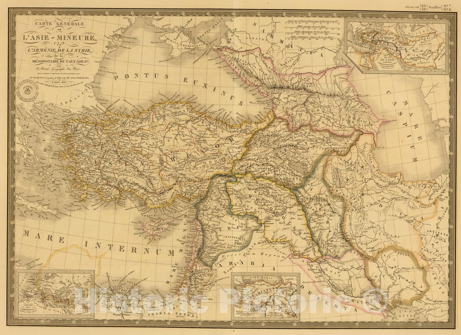 Asia Minor, Armenia, Syria, Mesopotamia, Caucasus 1839 Historical Map Print