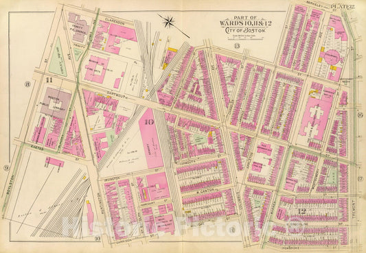 Historic Map : City Atlas - 1895 12. Wards 10-12. - Vintage Wall Art