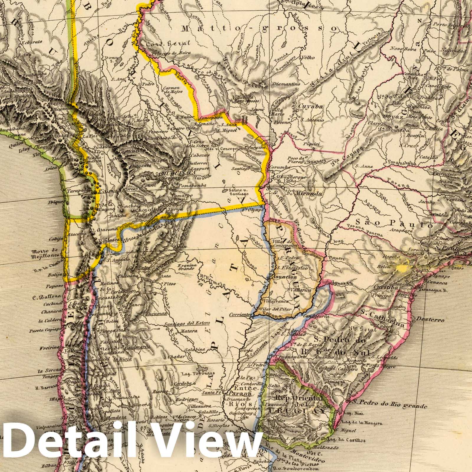 South America 1865 Historical Map Print