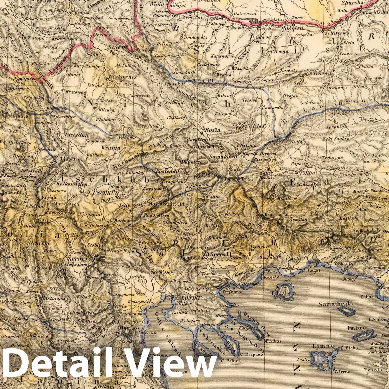 Turkey and Greece - Railroad Map, 1865 - Historical Map Reproduction