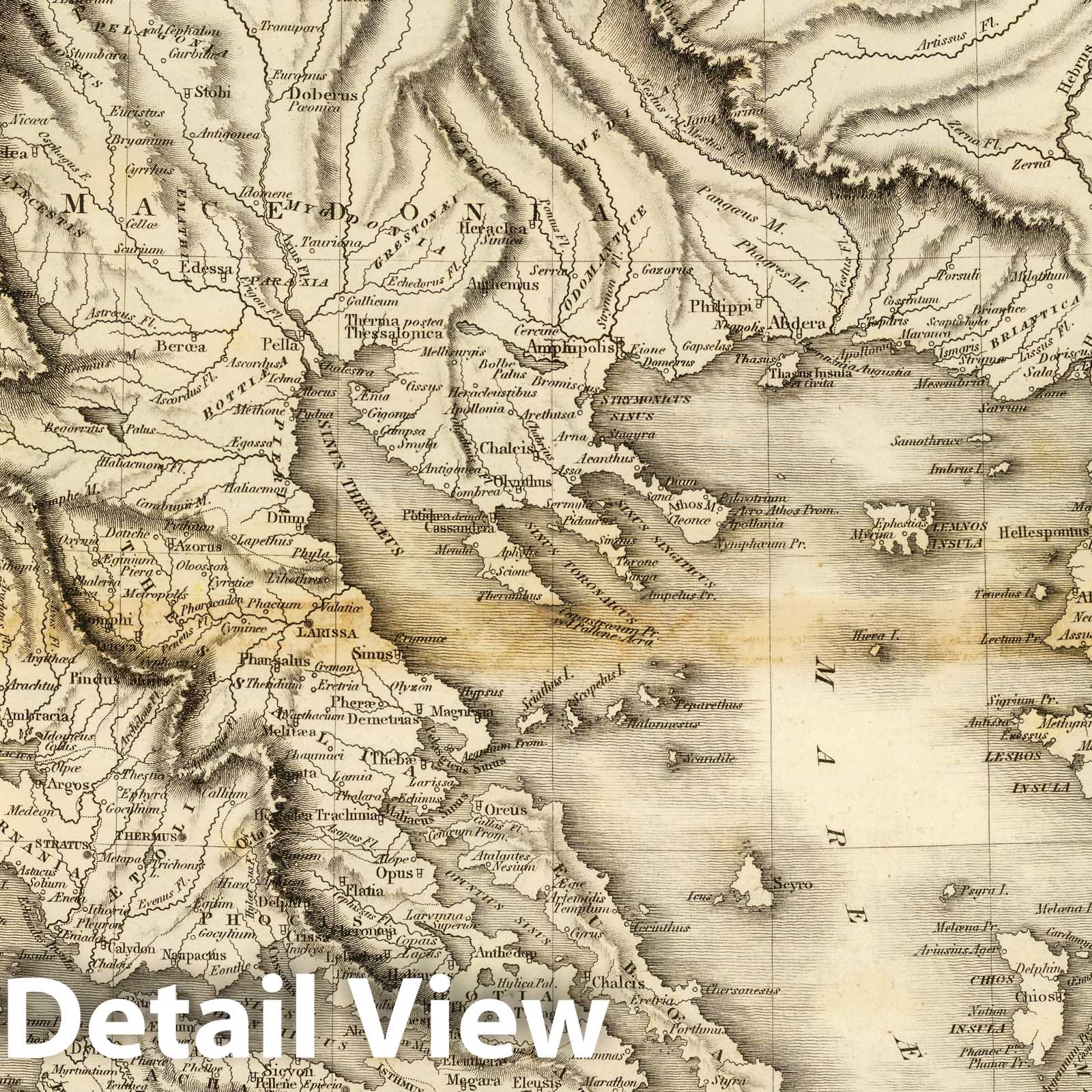 Ancient Greece - River Map, 1814 - Historical Map Print