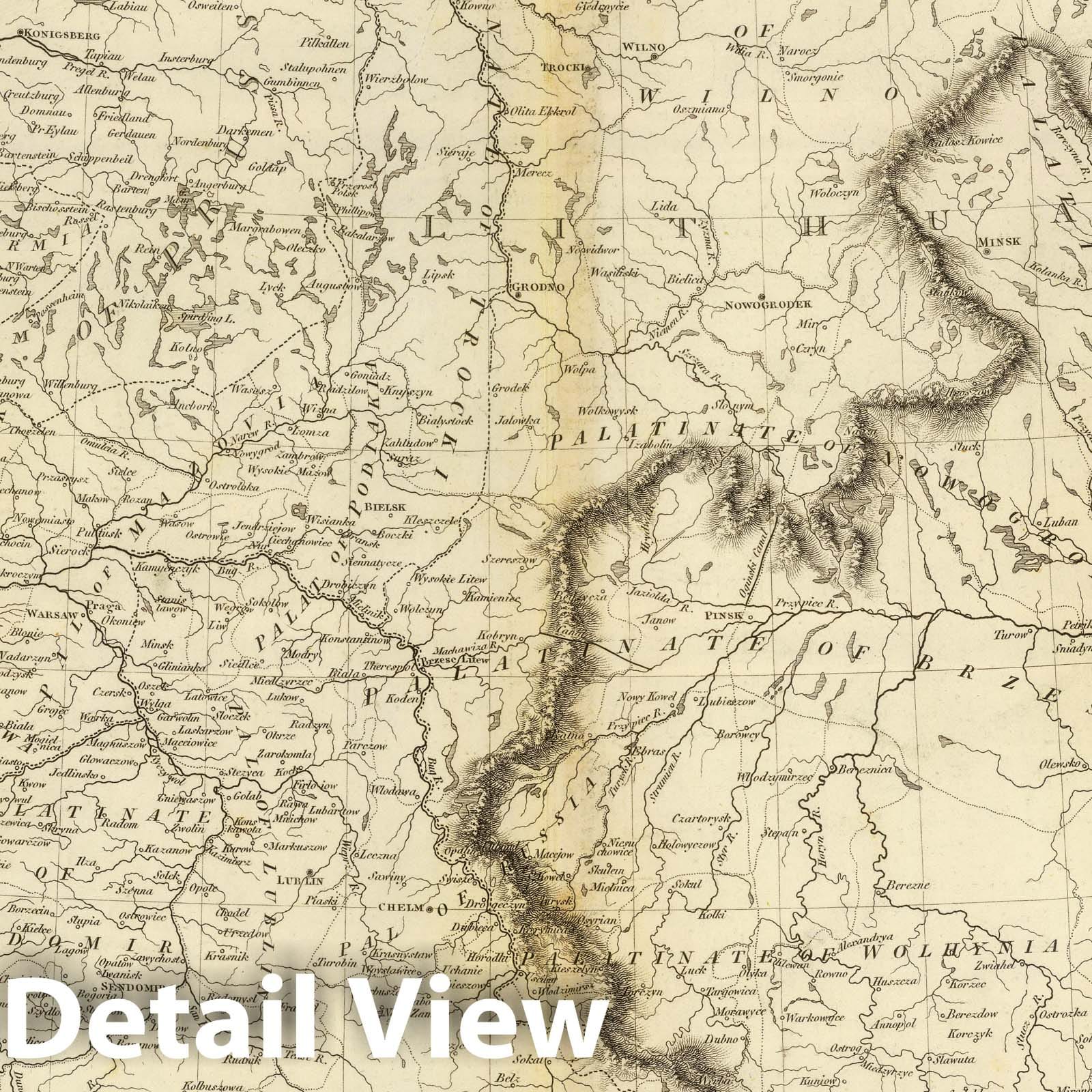 Poland - River Map, 1814 - Historical Map Print