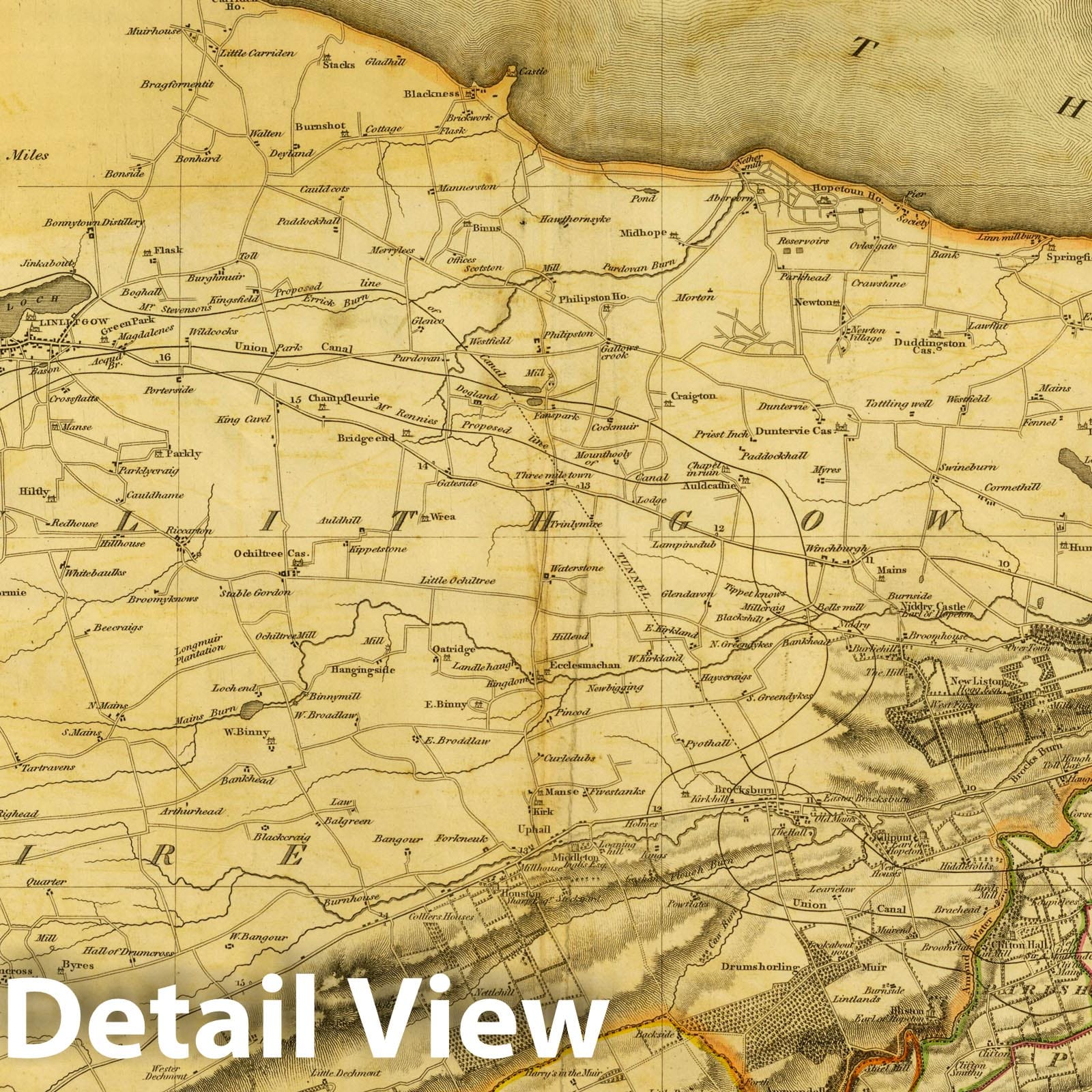 Edinburgh Shire, Scotland - Historical Map Print, 1832