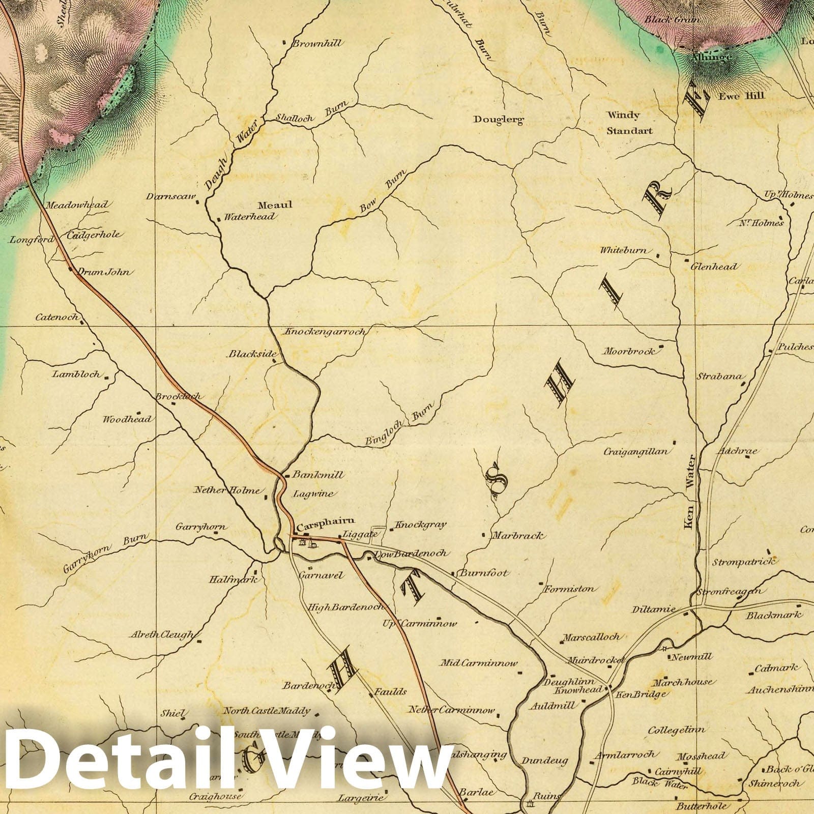 Ayrshire, Southern Part, Scotland - Road Map, 1832 - Historical Map Print