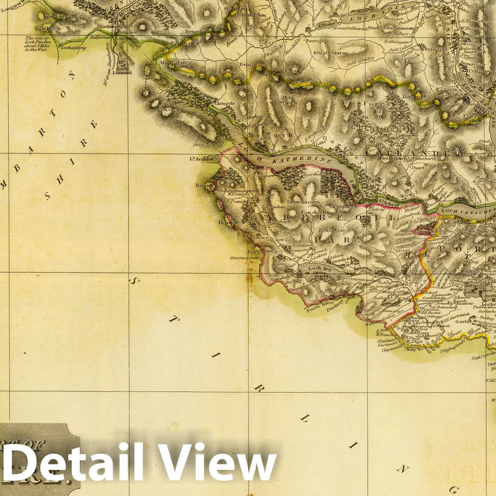Historic Map : National Atlas - 1832 Perthshire SW. - Vintage Wall Art