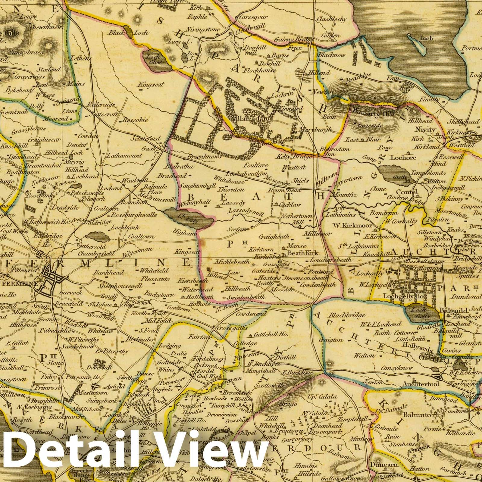 Fife and Kinross, Scotland - Road Map, 1832 - Historical Map Print
