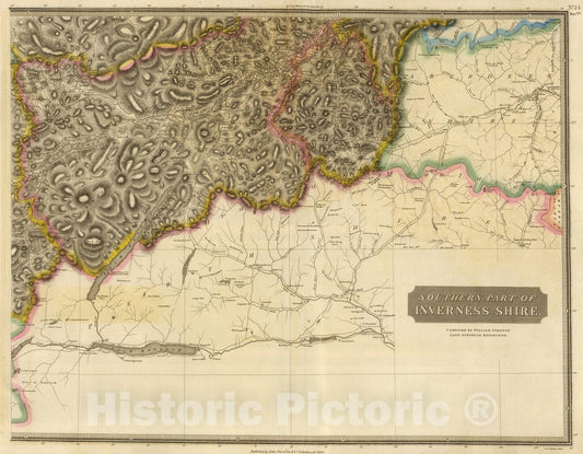 Inverness Shire, Southern Part, Scotland - Road Map, 1832