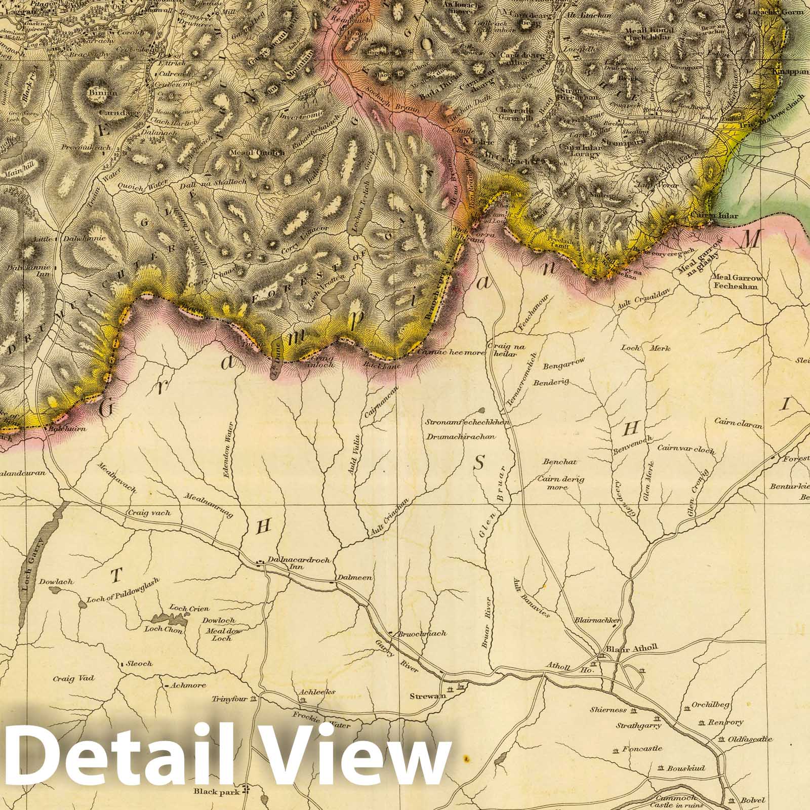 Inverness Shire, Southern Part, Scotland - Road Map, 1832