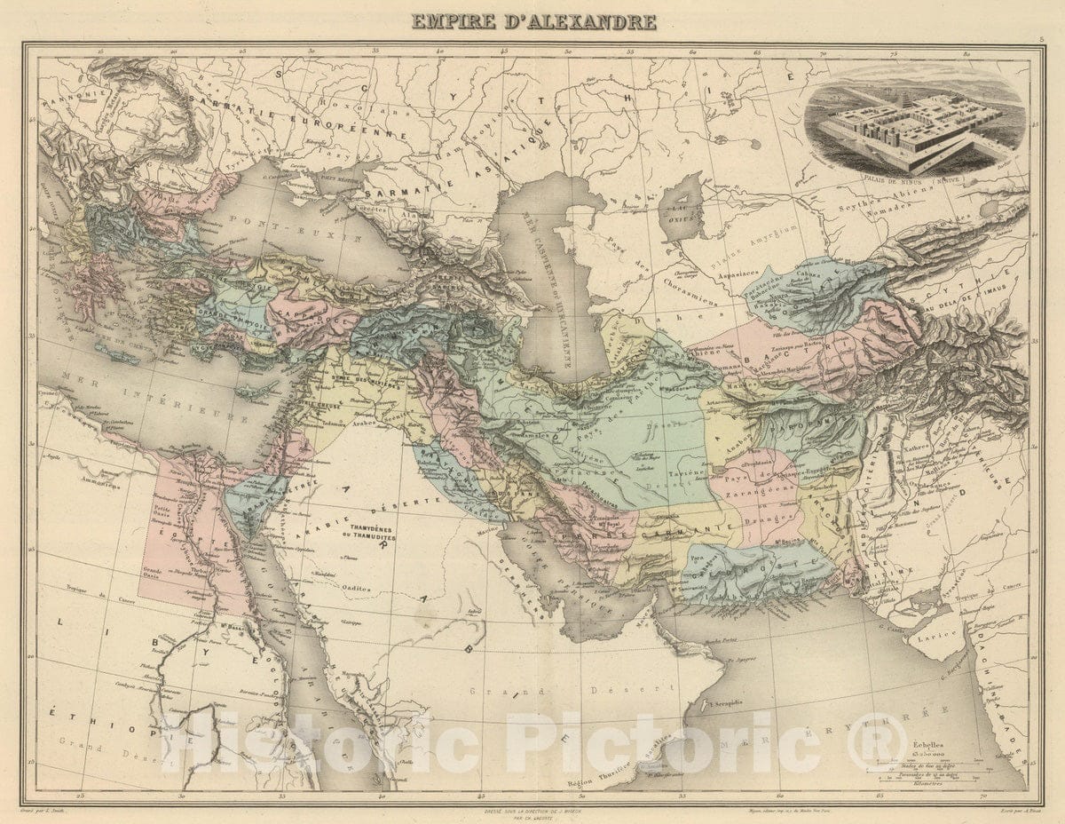 Historic Map : 1892 Empire d'Alexandre. - Vintage Wall Art
