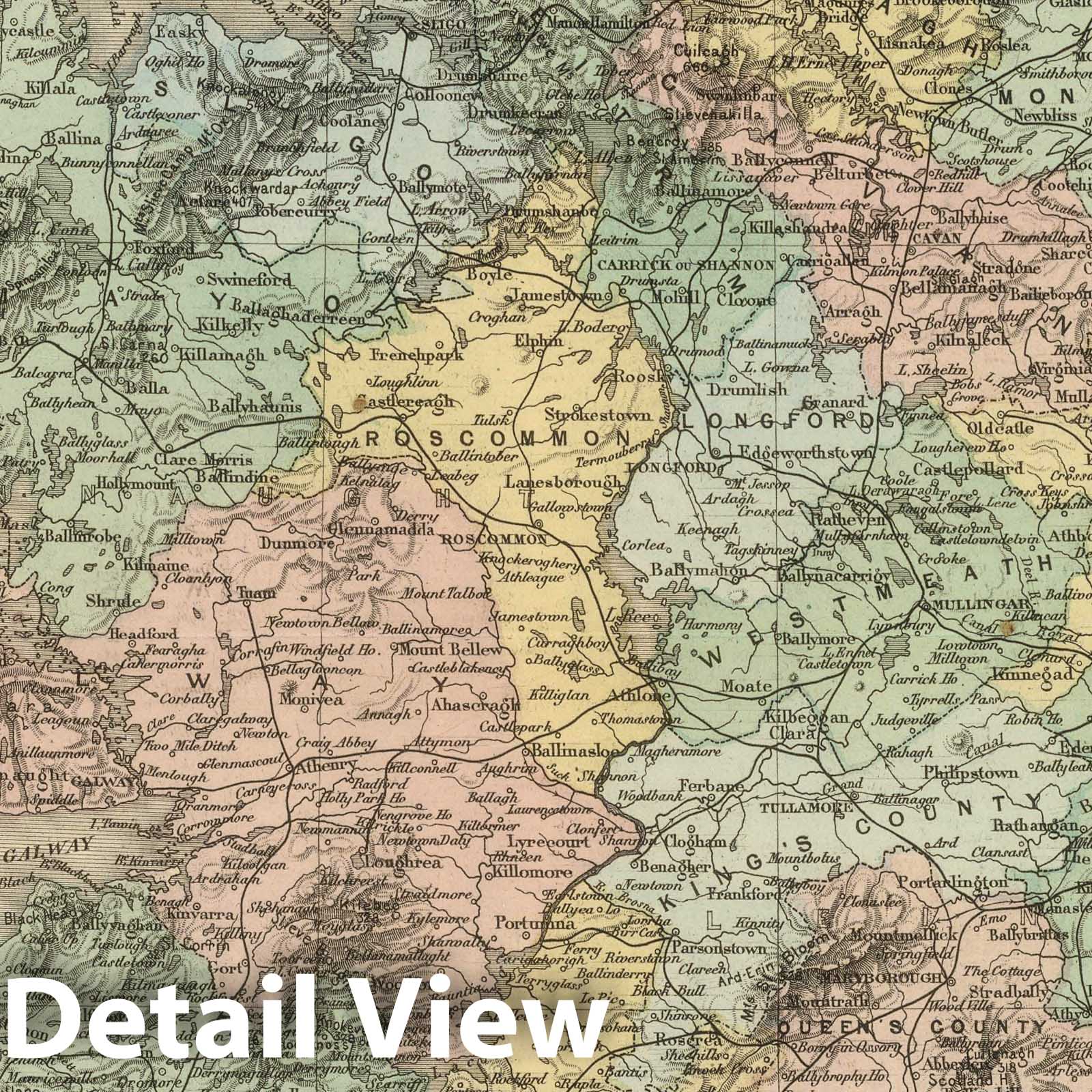 Ireland - Railroad Map, 1892 - Historical Map Print