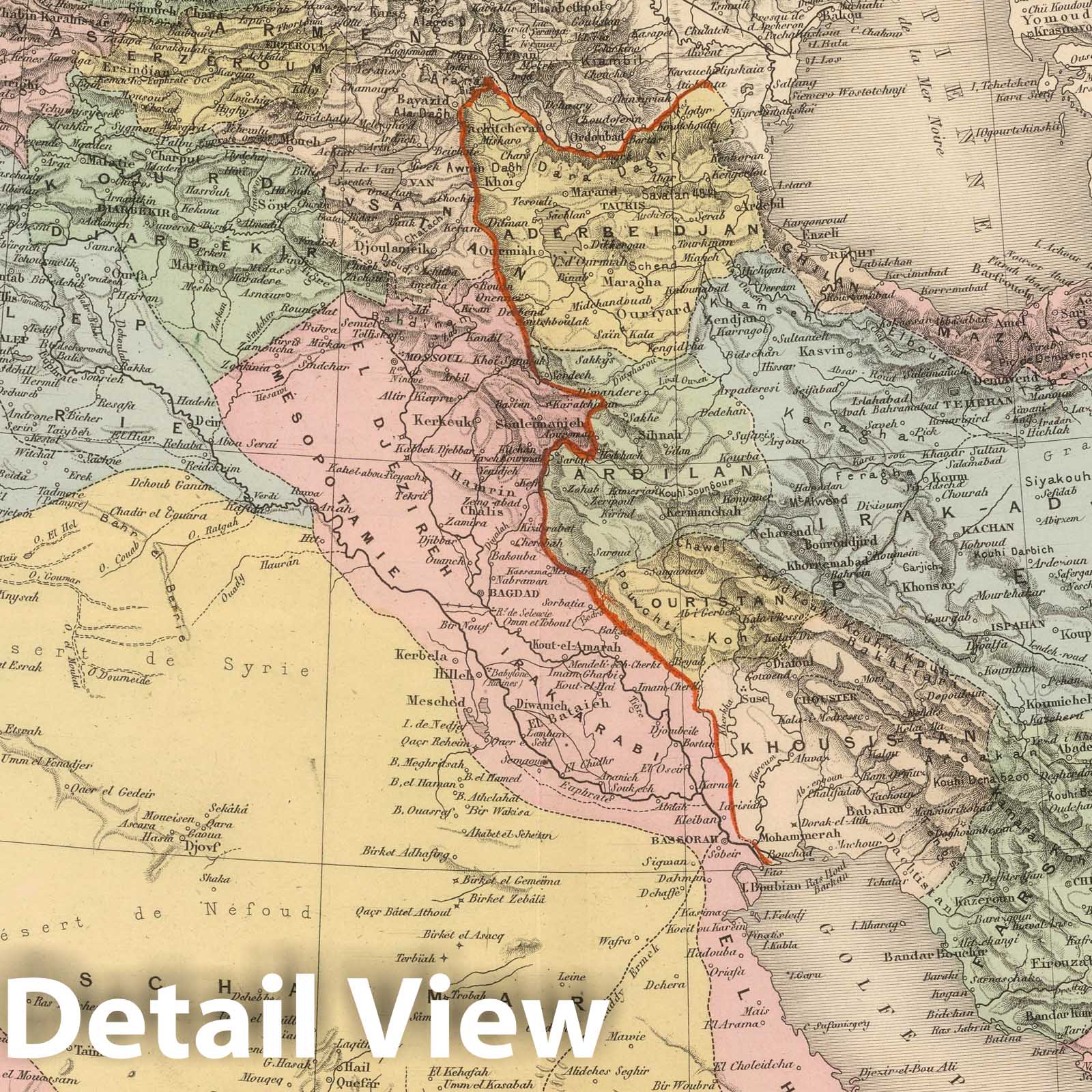 Western Asia and Persia - Railroad Map, 1892 - Historical Map Print