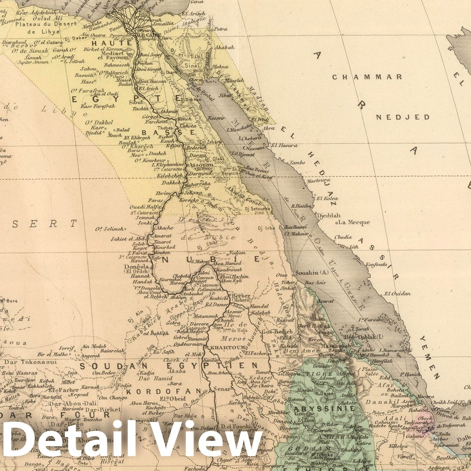 Northeastern Africa Map 1892 - Hand-Colored French Atlas Print