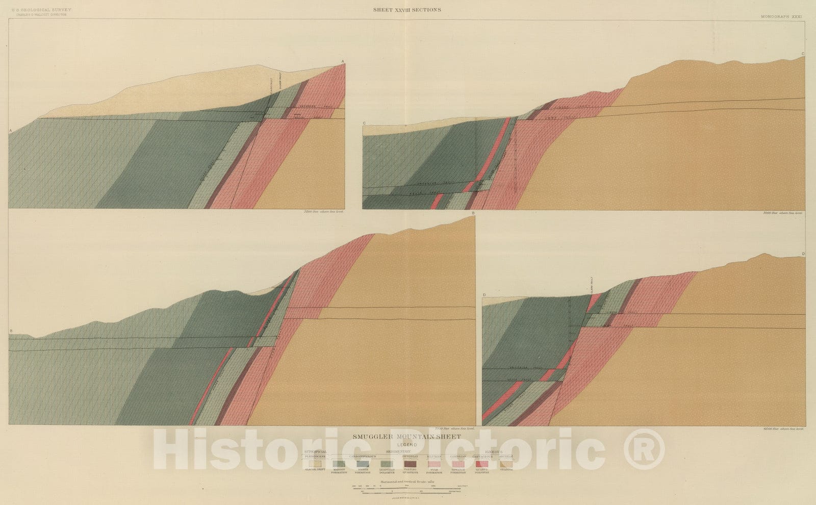 Historic Map : 1898 Smuggler MountainSheet. v2 - Vintage Wall Art