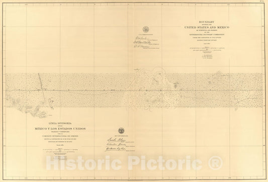Historic Map : Mexico, Northern Mexico 1901 Linea Divisoria Entre Mexico Y Los Estados Unidos. No. 2. , Vintage Wall Art