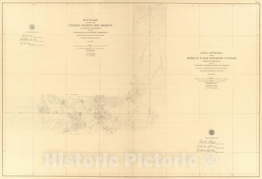 Historic Map : Mexico, Northern Mexico 1901 Linea Divisoria Entre Mexico Y Los Estados Unidos. No. 4. , Vintage Wall Art