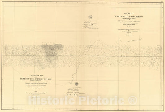 Historic Map : Mexico, Northern Mexico 1901 Linea Divisoria Entre Mexico Y Los Estados Unidos. No. 7. , Vintage Wall Art