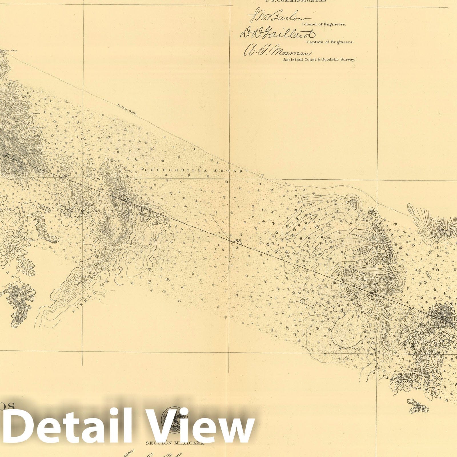 United States-Mexico Boundary - Plate No. 13, 1901 - Historical Map Print