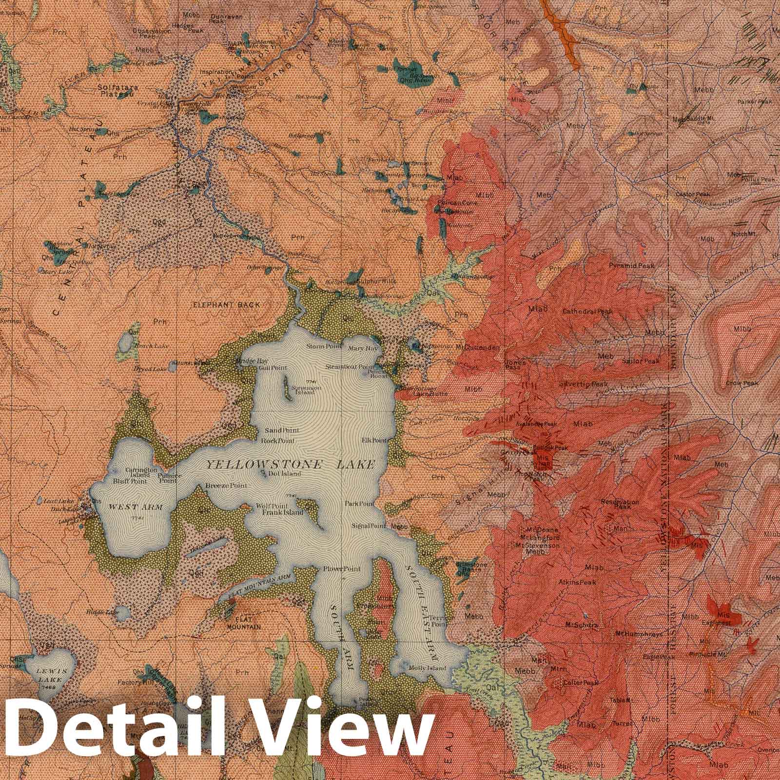 Yellowstone National Park Geologic Map, 1904 - Historical USGS Print