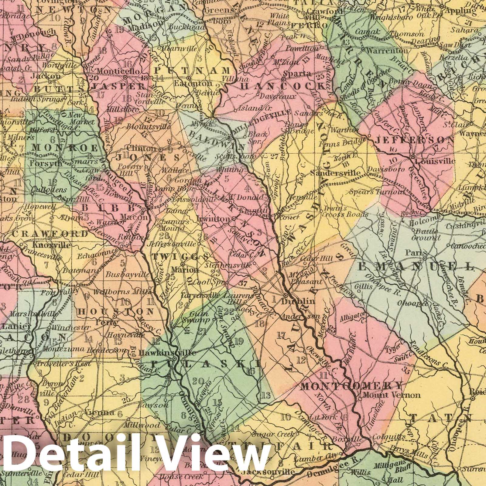 Historic Map : 1859 Georgia. - Vintage Wall Art