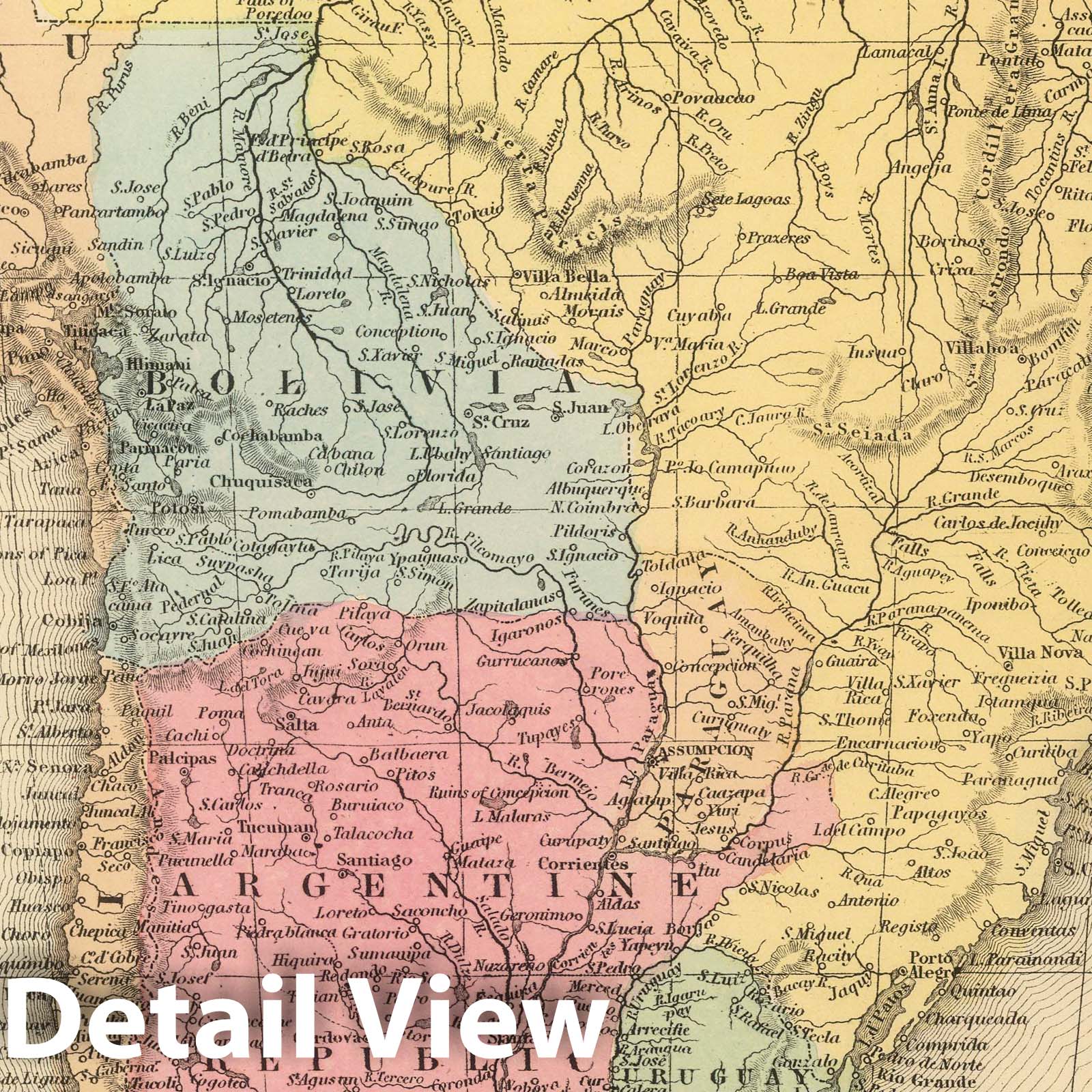 South America - Railroad Map, 1859 - Historical Map Print
