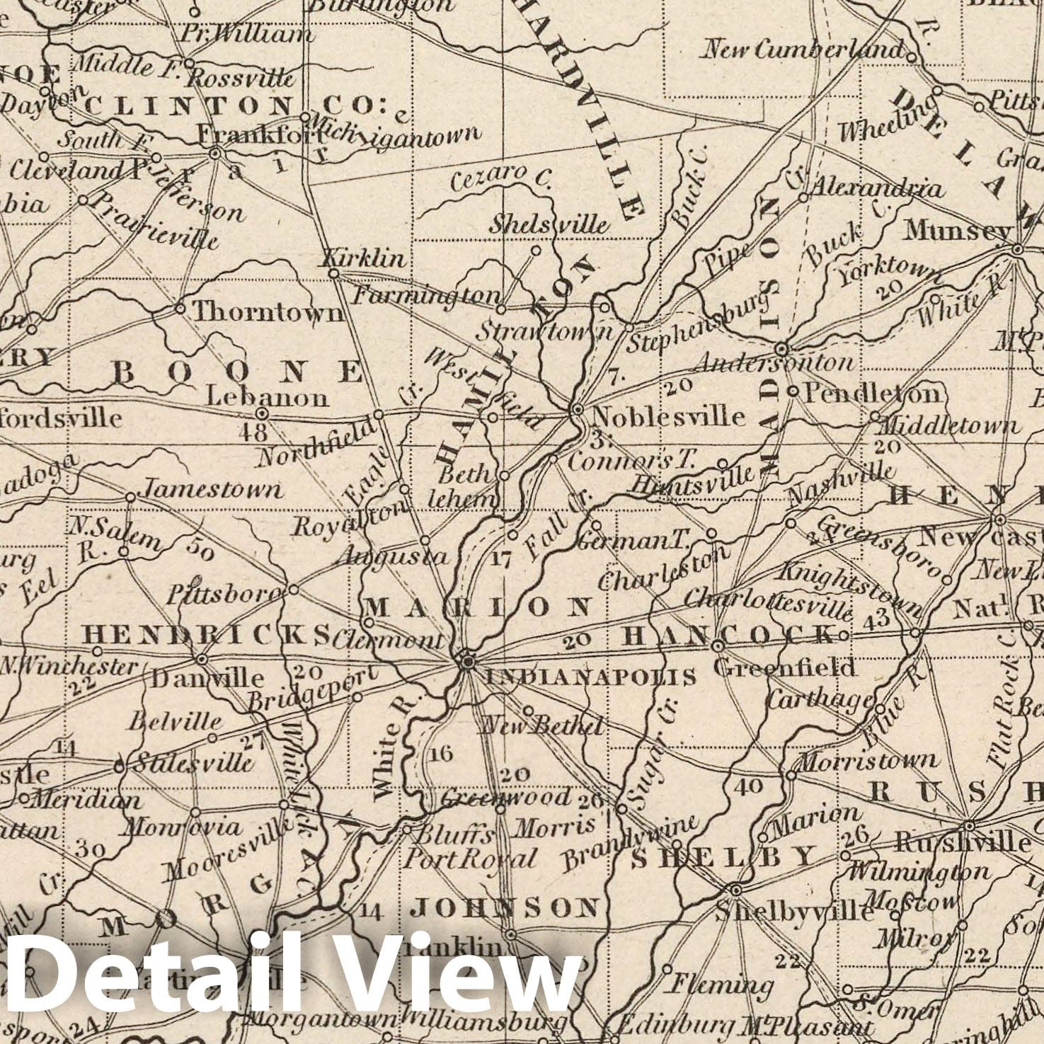 Indiana - Railroad Map, 1848 - Historical Map Print