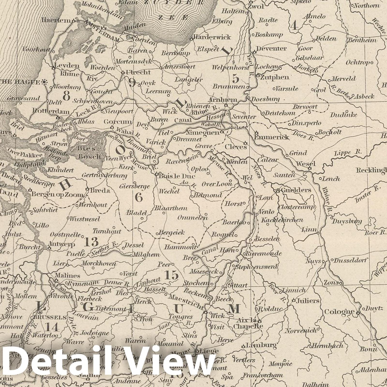 Holland and Belgium 1848 Historical Map Print