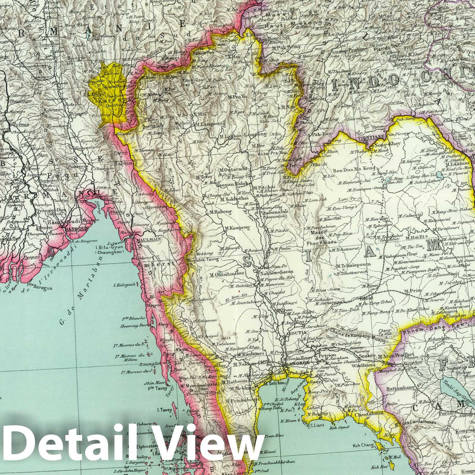 Indochina, 1936 - Historical Map Print