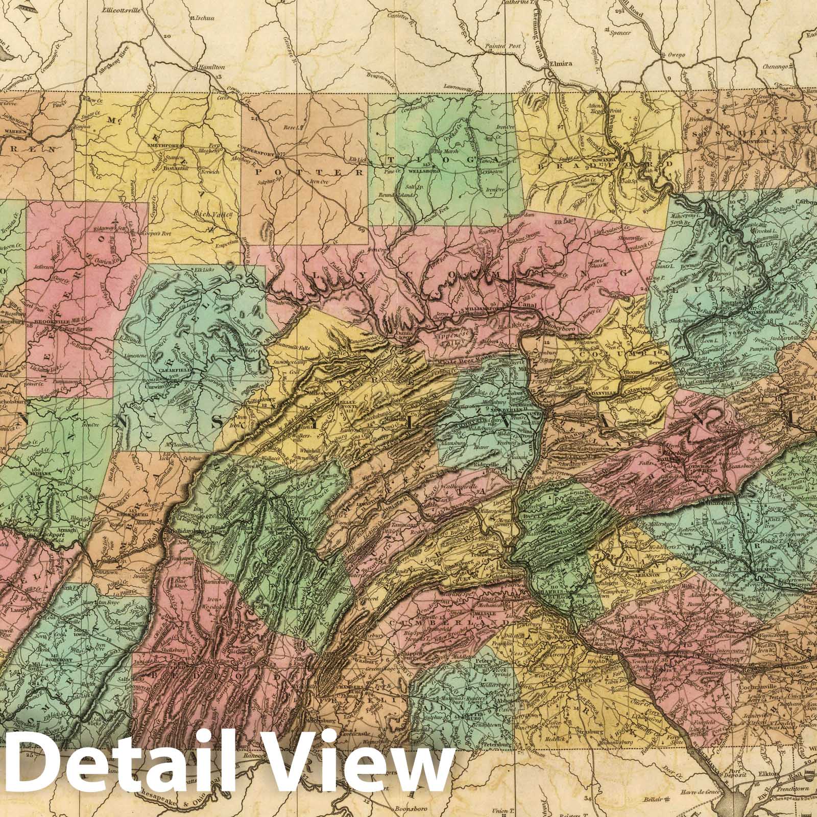 Pennsylvania and New Jersey - Canals and Rail Roads, 1833 - Historical Map Print