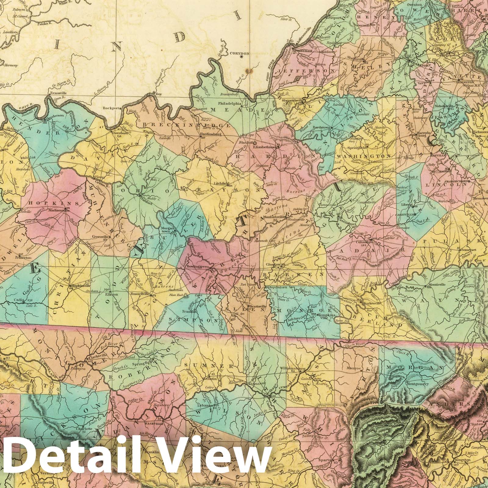 Kentucky and Tennessee - Railroad Map, 1827 - Historical Map Print