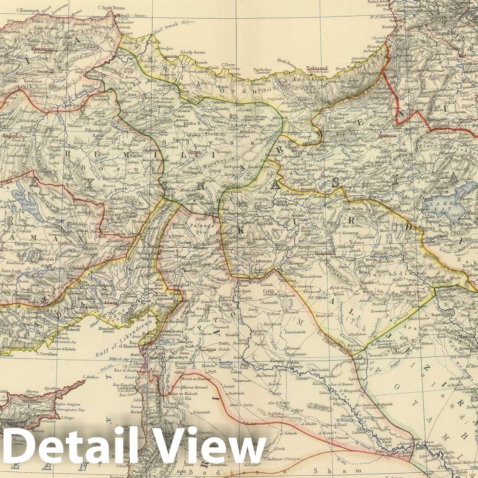 Turkey in Asia and Transcaucasia, 1879 - Historical Map Print
