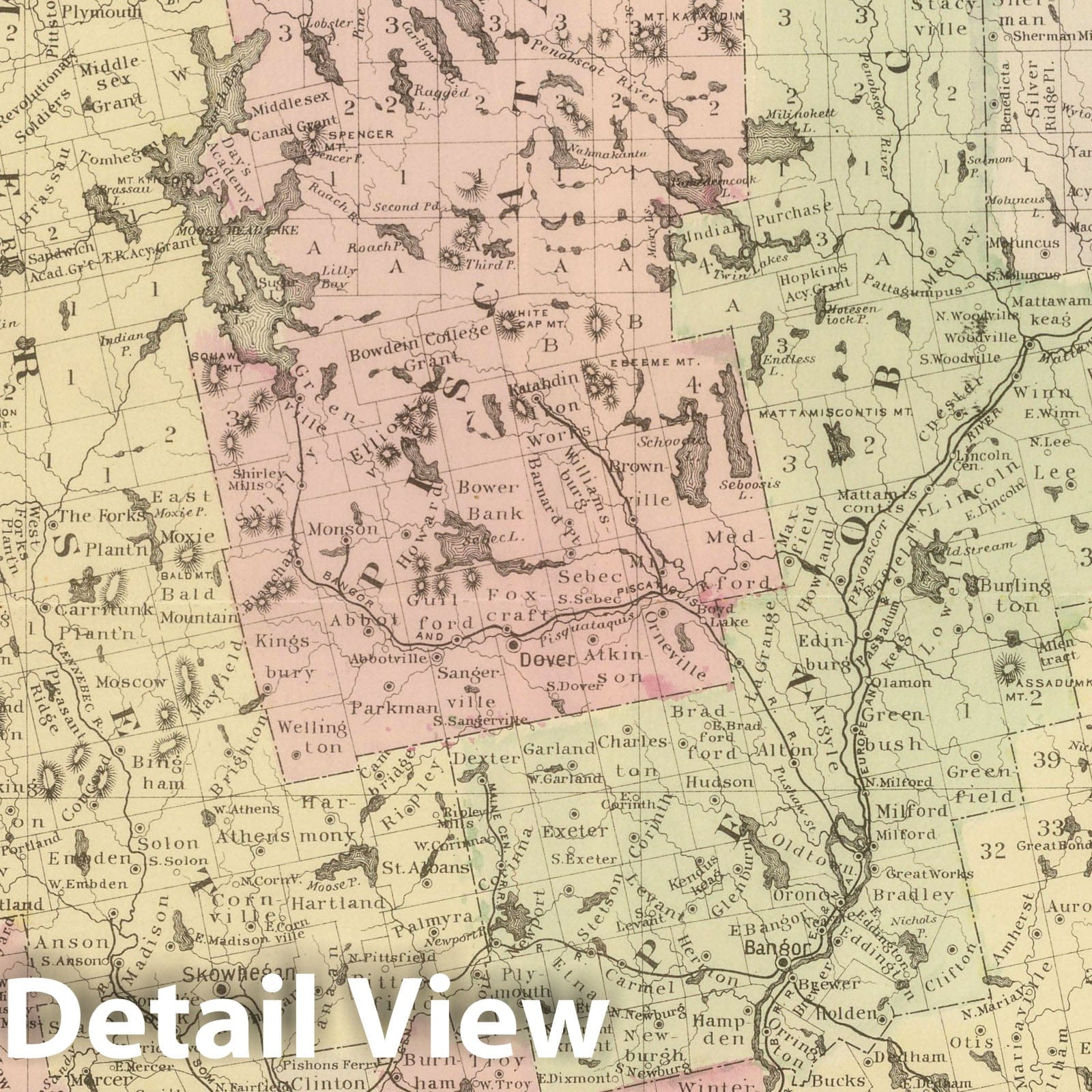 Maine - Railroad Map, 1882 - Historical Map Print