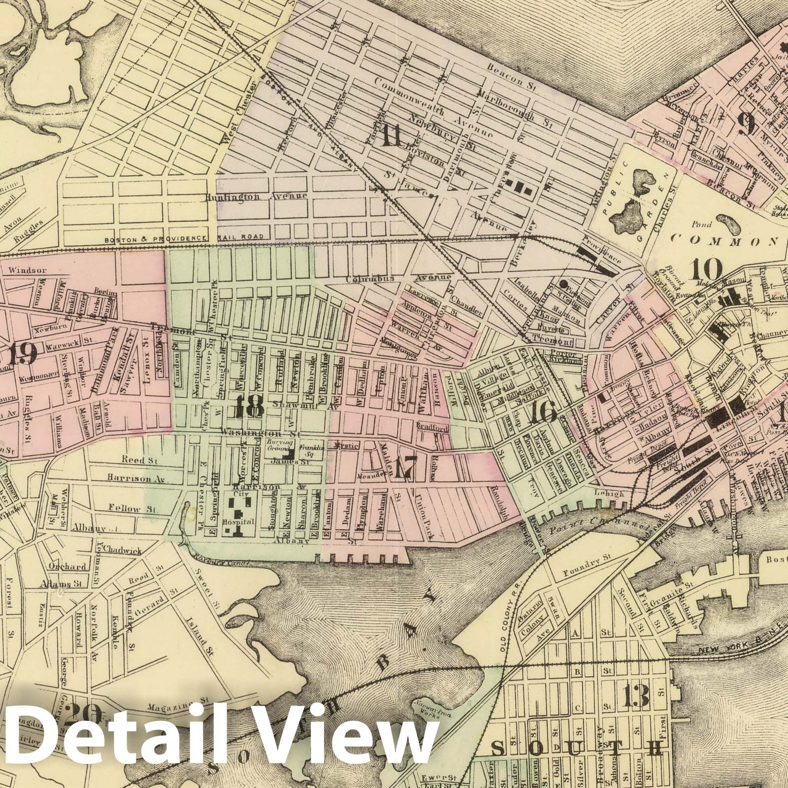 Boston, Massachusetts - Railroad Map, 1884 - Historical Map Print