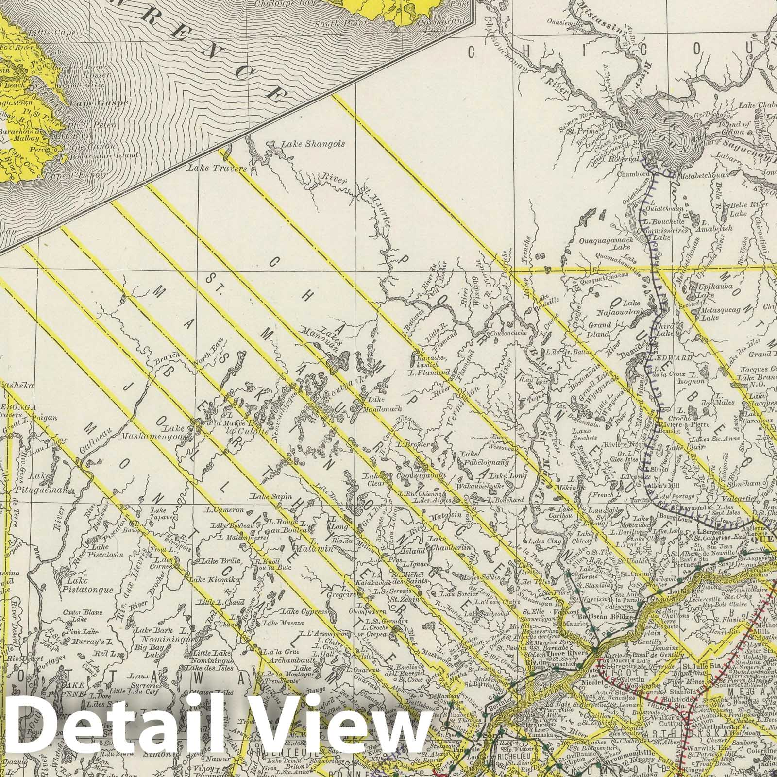 Quebec - Railroad Map, 1889 - Historical Map Print