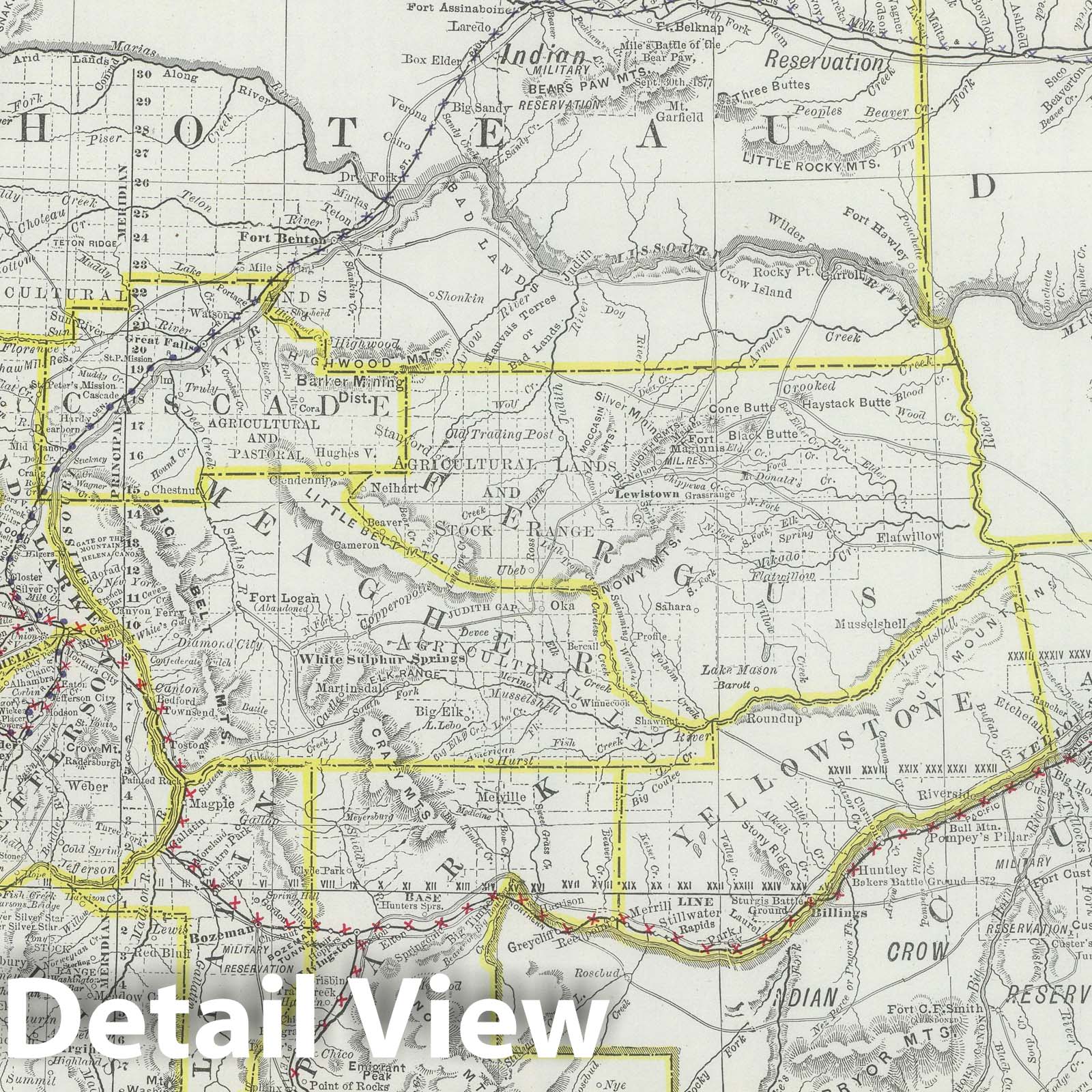 Montana - Railroad Map, 1889 - Historical Map Print