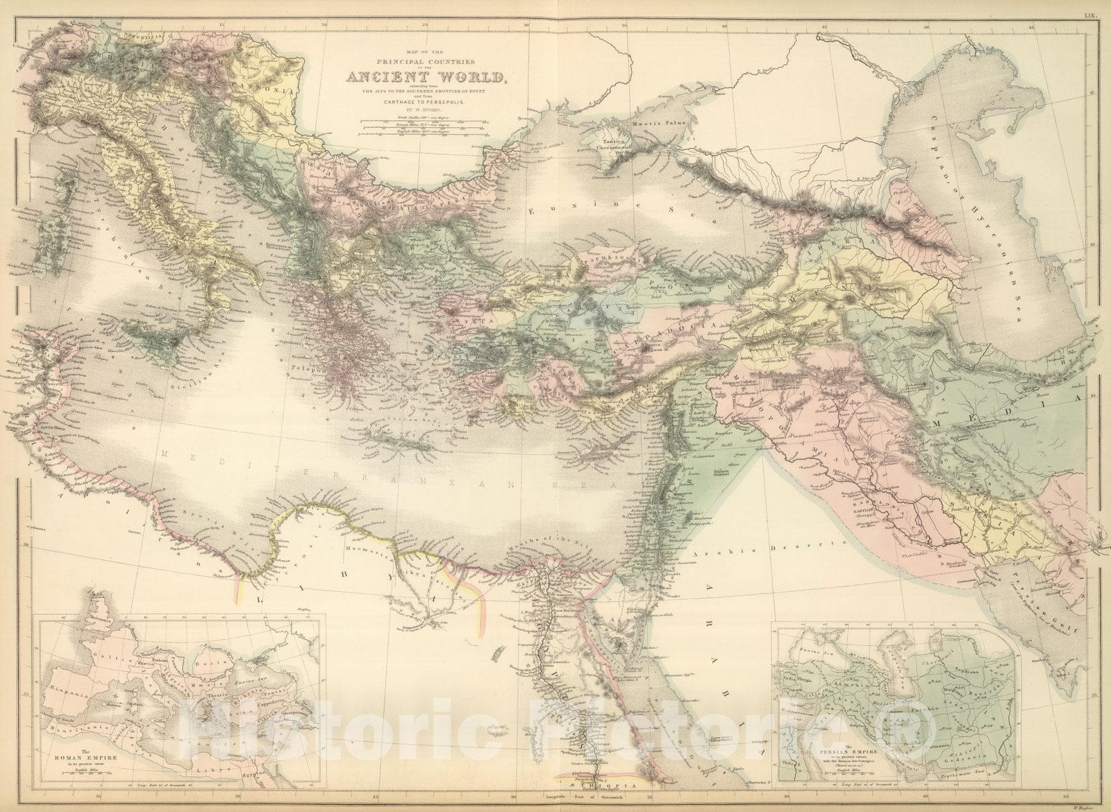 Historic Map : 1854 Principal Countries of the Ancient World. - Vintage Wall Art
