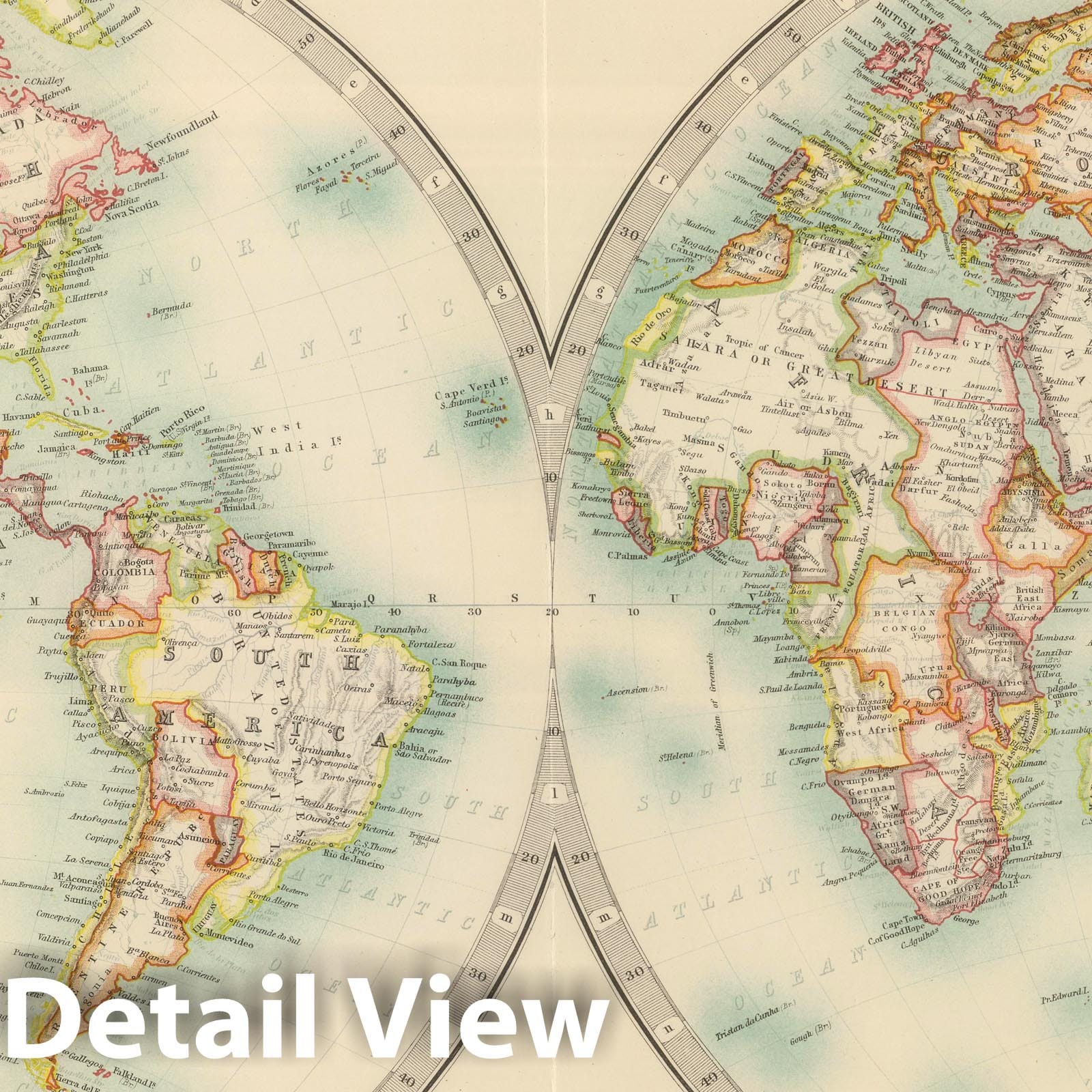 Historic Wall Map : 1912 World in Hemispheres. - Vintage Wall Art