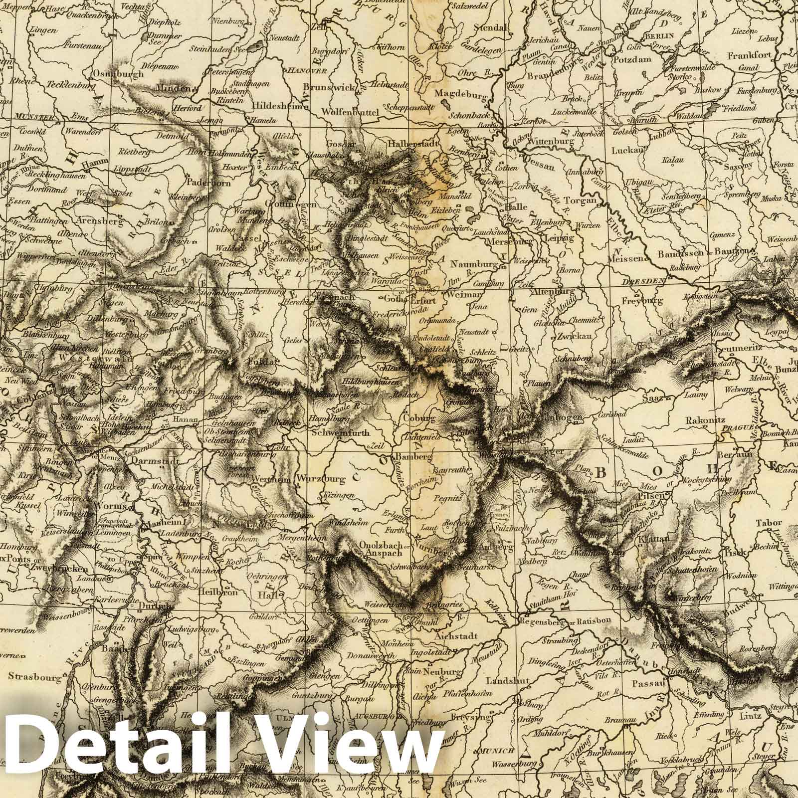 Germany - River Map, 1814 - Historical Map Print