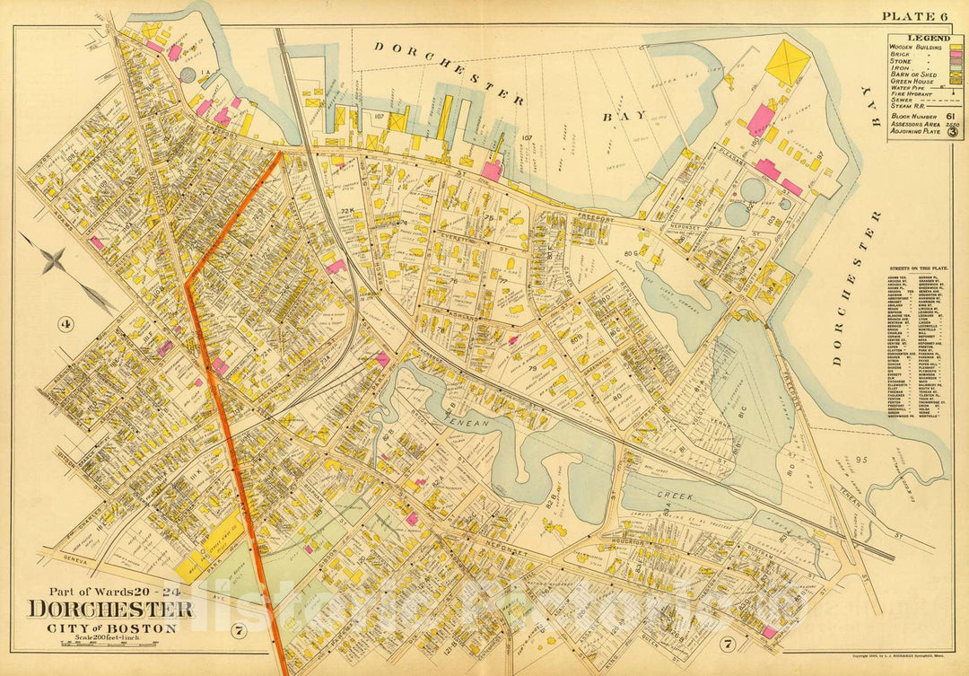 Historic Map : City Atlas - 1899 6. Wards 20, 24 Dorchester. - Vintage Wall Art
