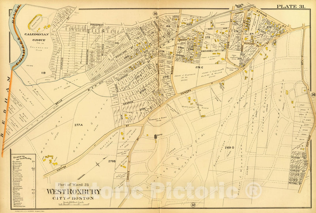 Historic Map : City Atlas - 1899 31. Ward 23 West Roxbury. - Vintage Wall Art