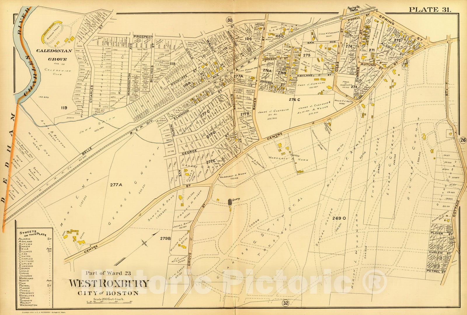Historic Map : City Atlas - 1899 31. Ward 23 West Roxbury. - Vintage Wall Art