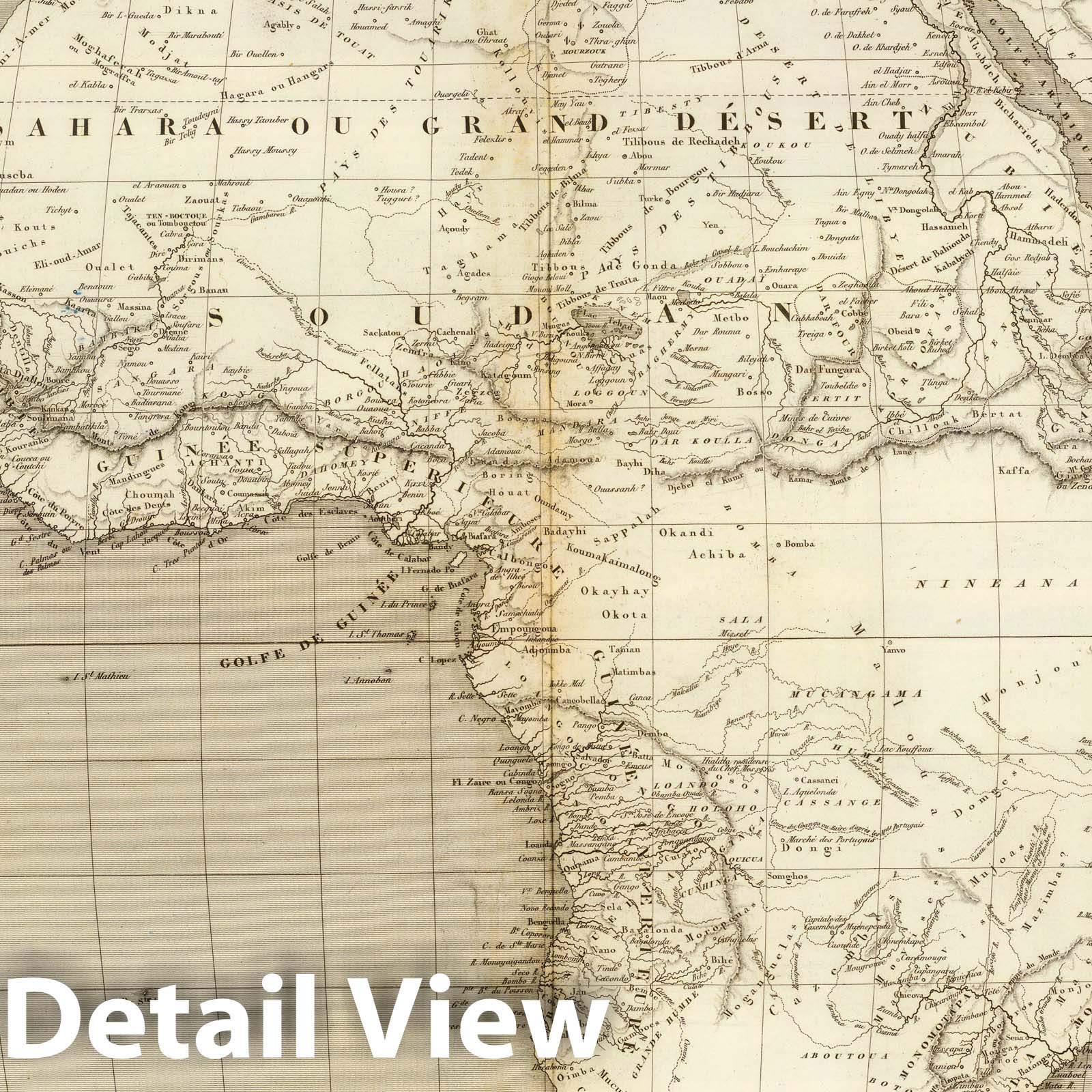 Africa - River Map, 1837 - Historical Map Print
