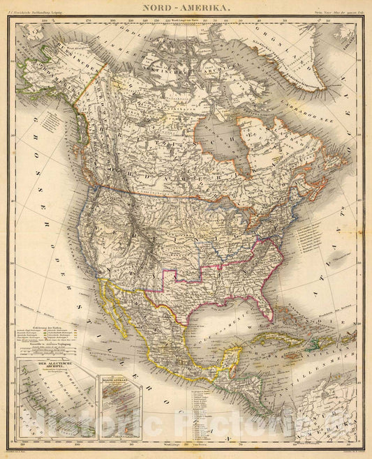 Historic Map : 1865 Nord-Amerika. - Vintage Wall Art