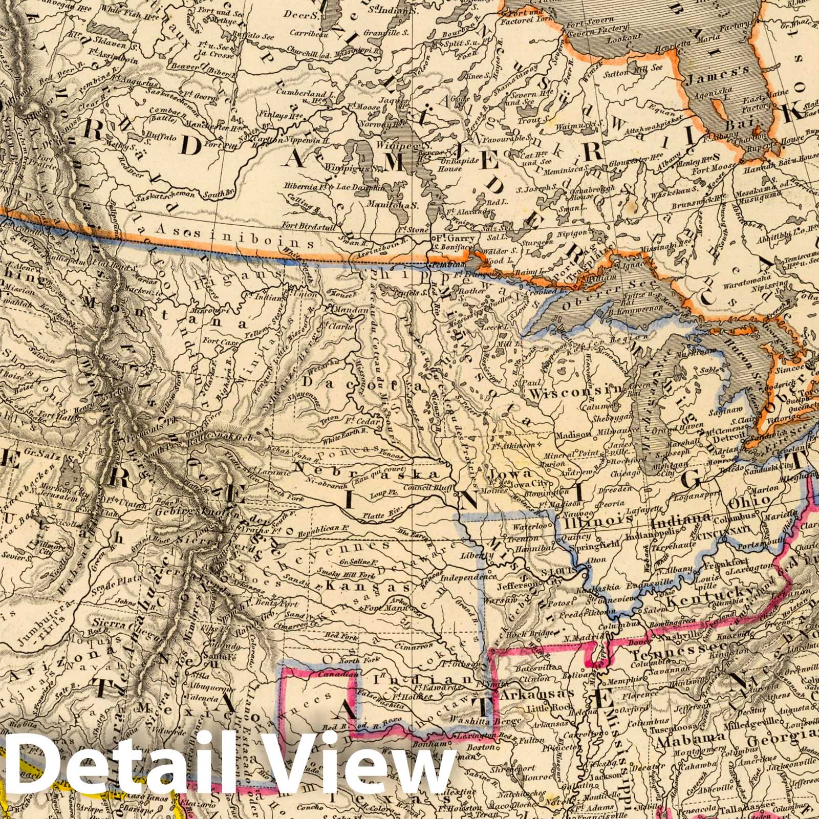 North America 1865 Historical Map Print